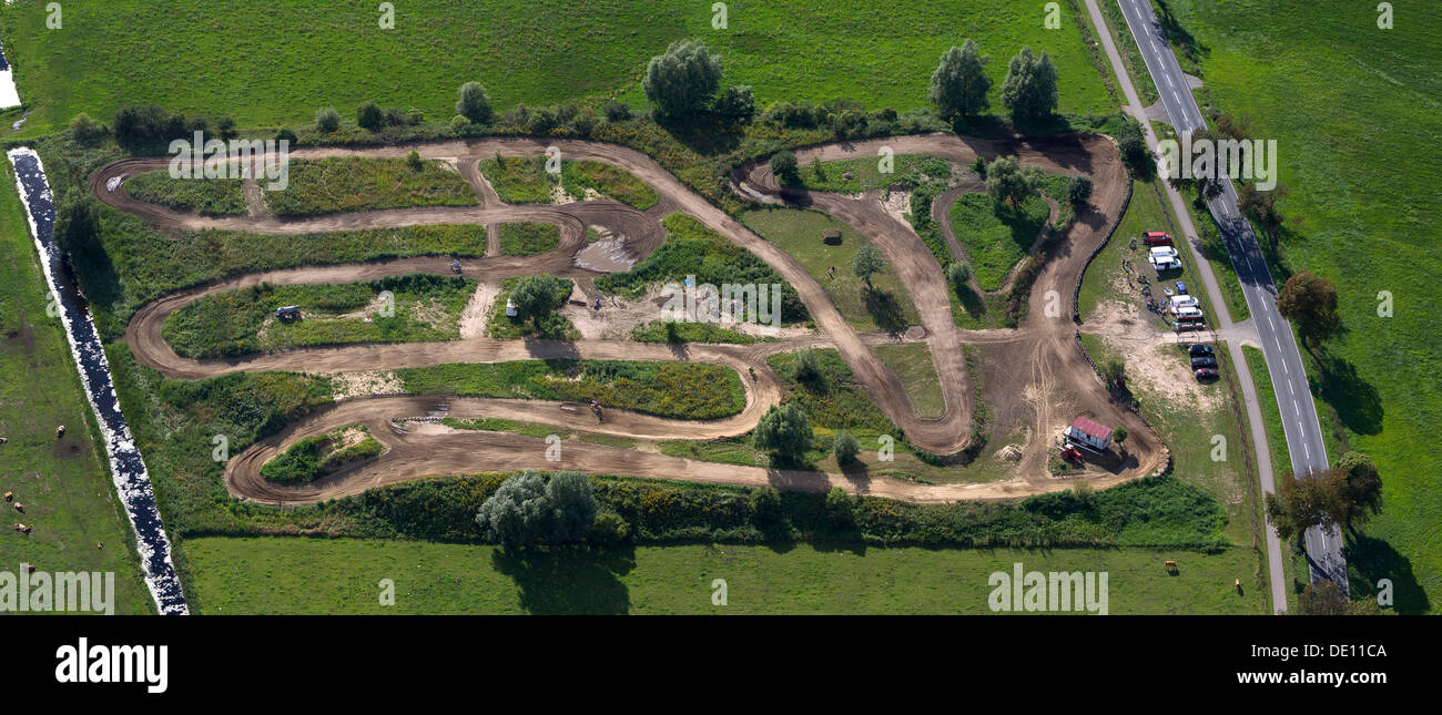 Aerial view, off-road terrain, Anklamer Strasse Stock Photo