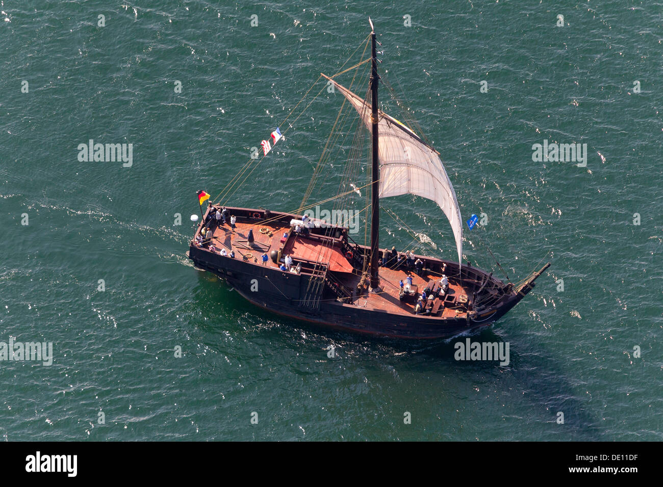 Aerial view, sailboat during the Hanse Sail Rostock Stock Photo