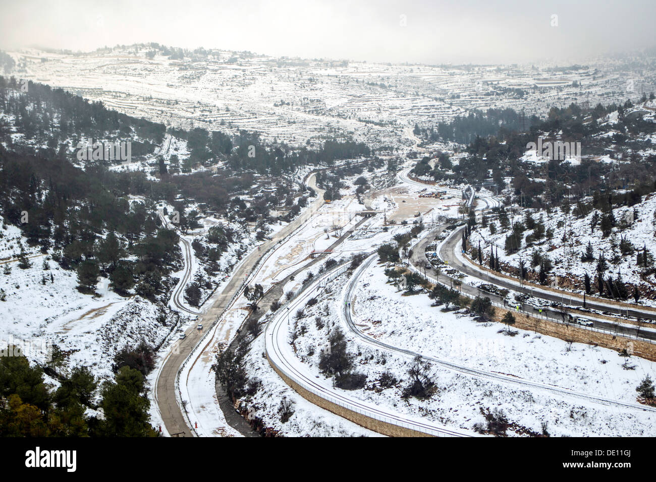 Aerial view of the Judaean Mountains, (also Judaean Hills and Hebron Hills), Stock Photo