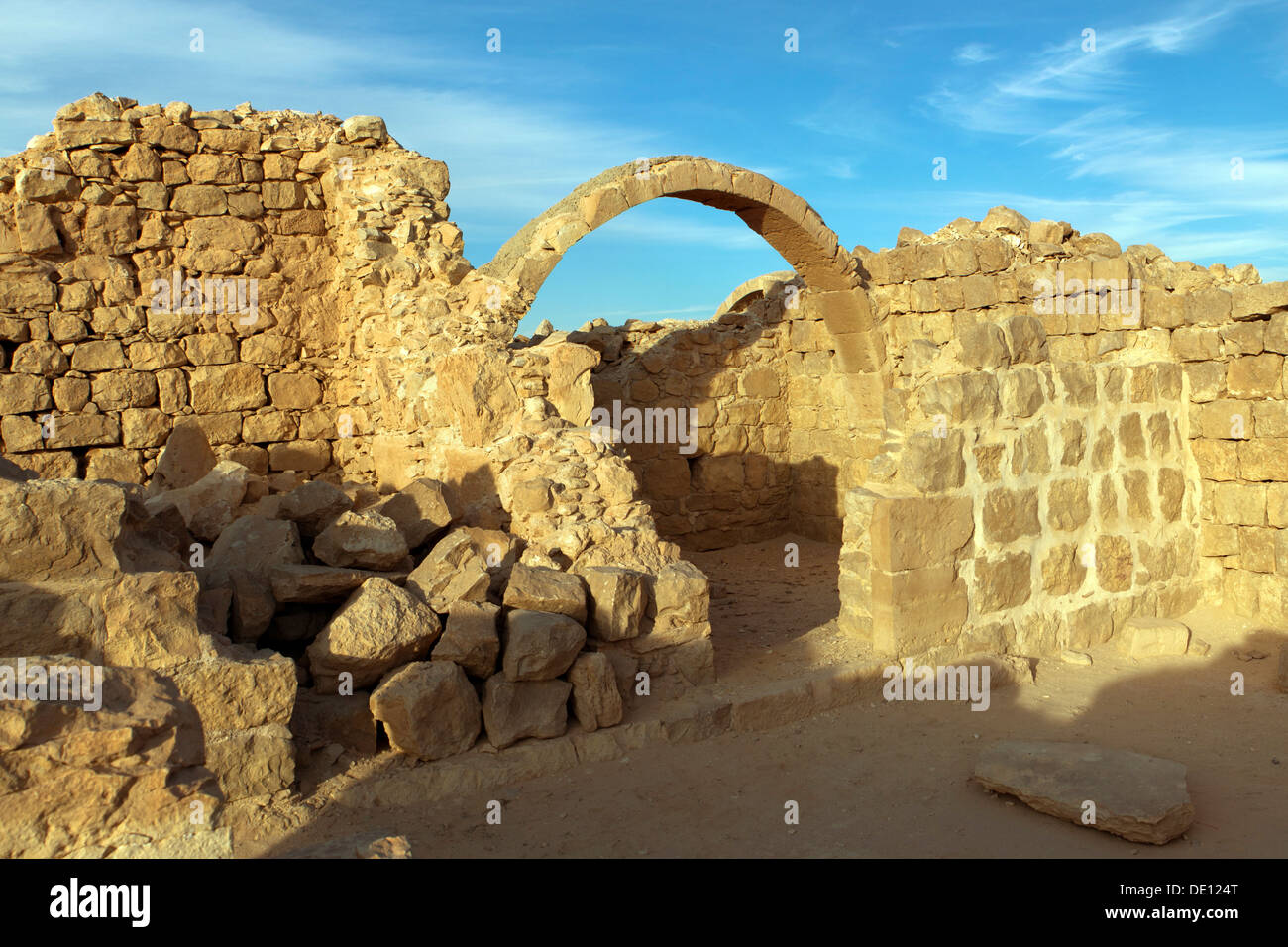 Israel, Northern Negev Mountain. Ruins of Shivta, built in the 1st century by the Nabateans. Stock Photo