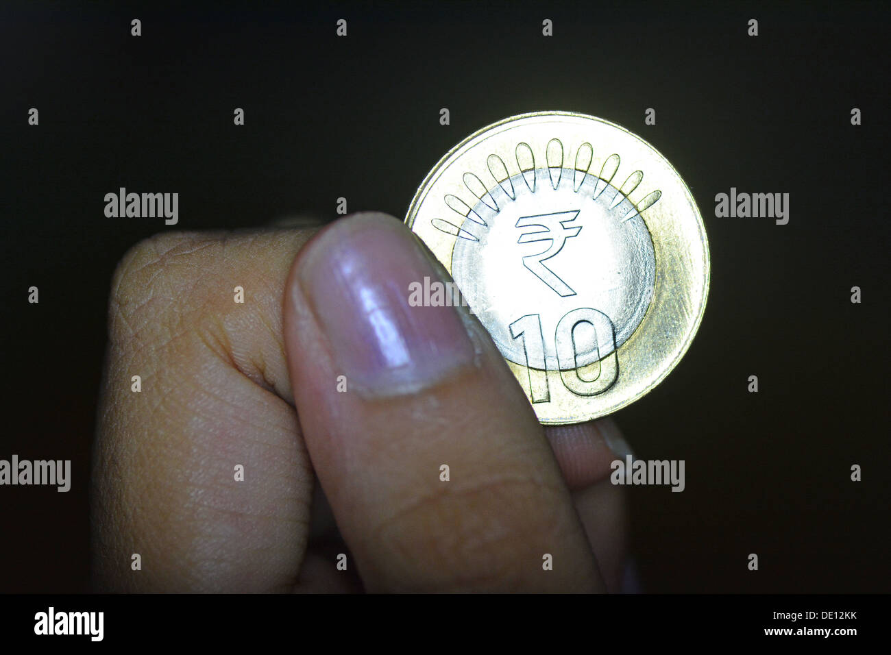 Ten rupee coin Stock Photo