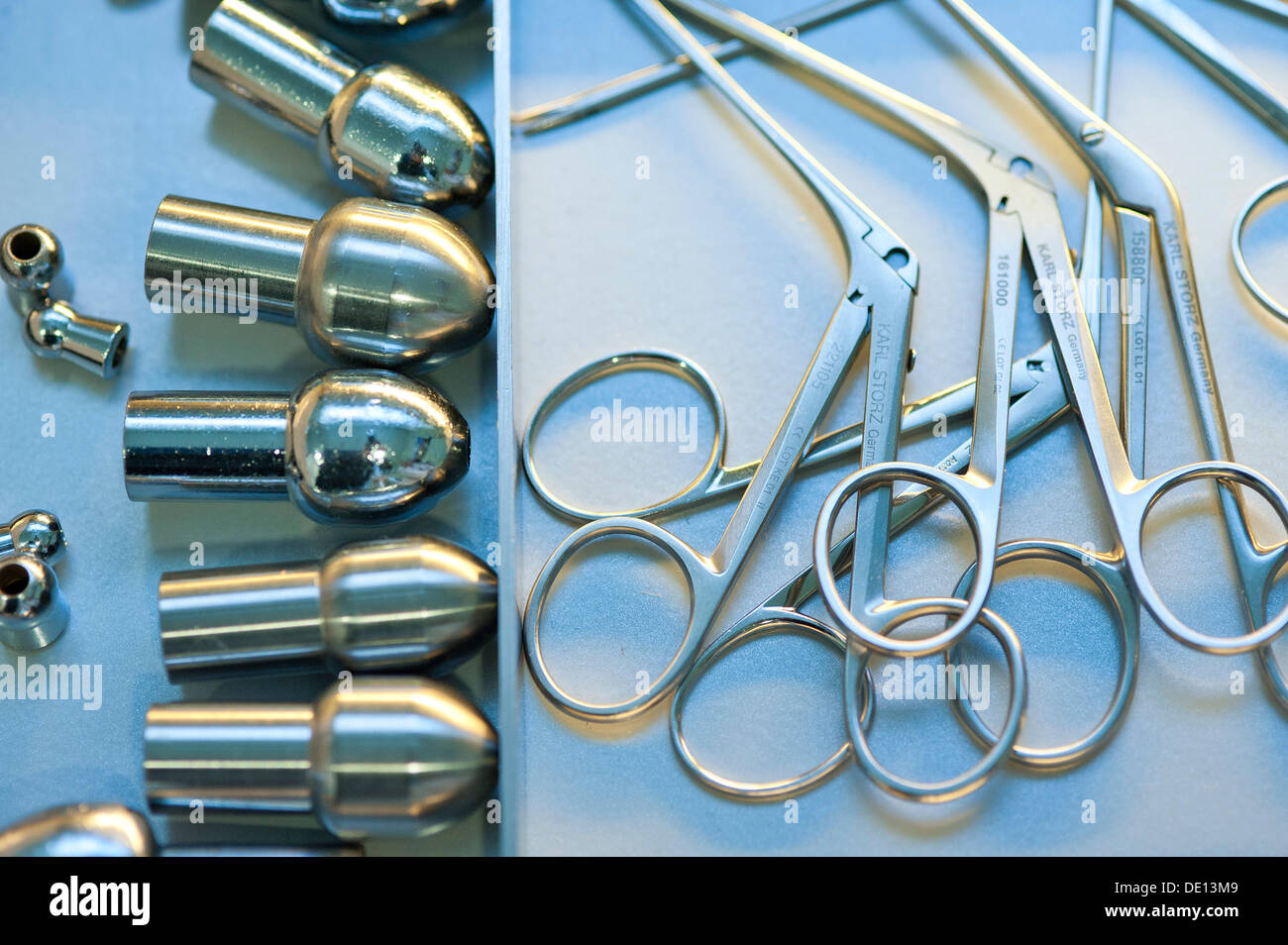 Ear, nose and throat specialist, medical or surgical instruments. Stock Photo