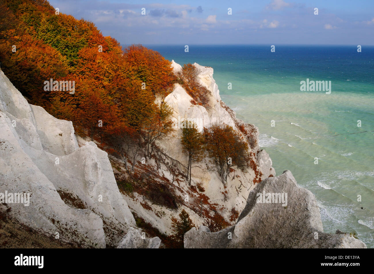 Autumn mood, chalk cliffs and the Baltic Sea, Moensklint, Moen Island, Denmark, Scandinavia, Europe Stock Photo
