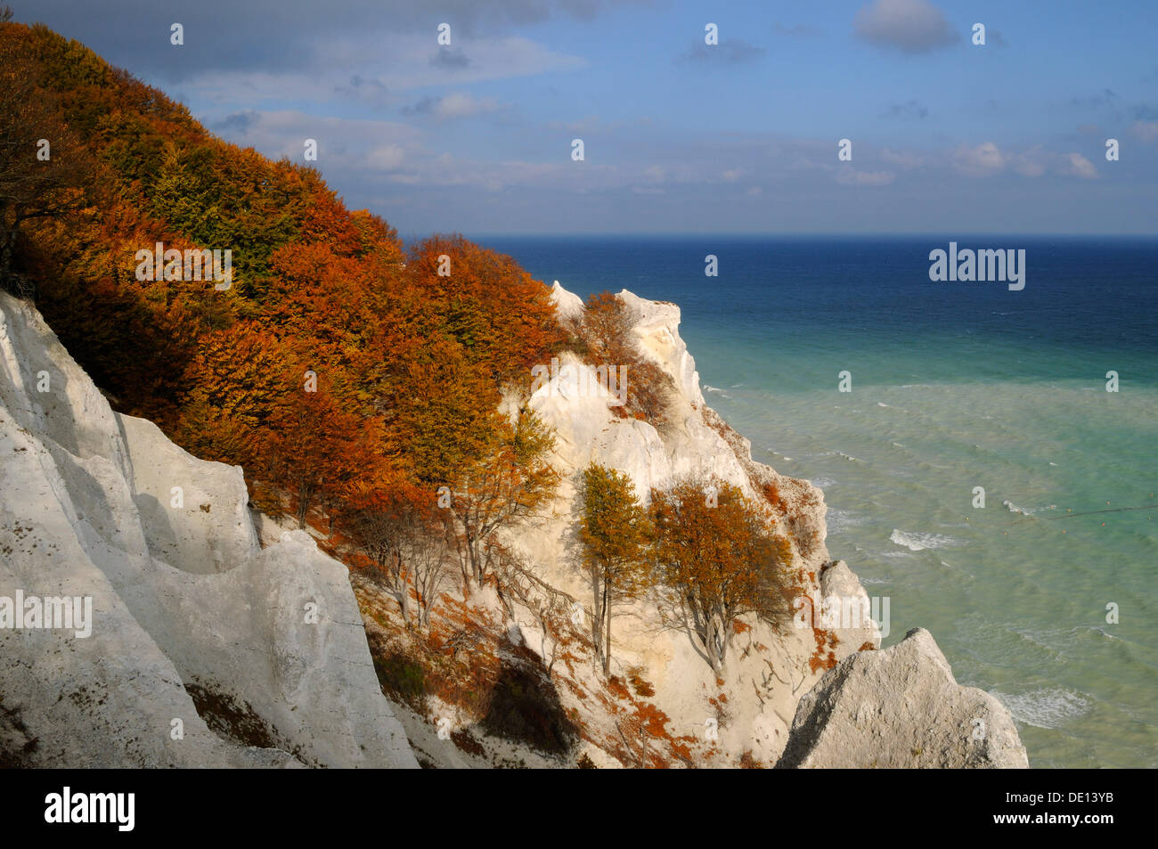 Autumn mood, chalk cliffs and the Baltic Sea, Moensklint, Moen Island, Denmark, Scandinavia, Europe Stock Photo