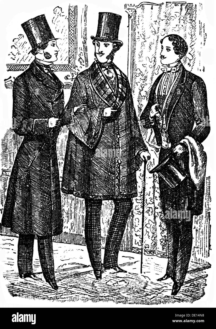 fashion, 19th century, men's fashion, wood engraving, 1854, Additional-Rights-Clearences-Not Available Stock Photo
