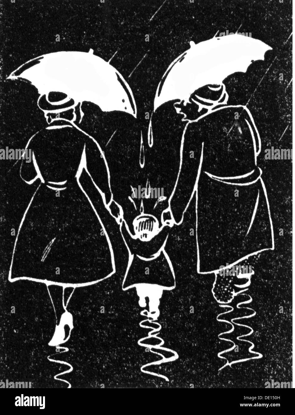 fashion, accessories, 'Dad, Mum and I', drawing by Pochechuiev, Moscow, 1960, Additional-Rights-Clearences-Not Available Stock Photo