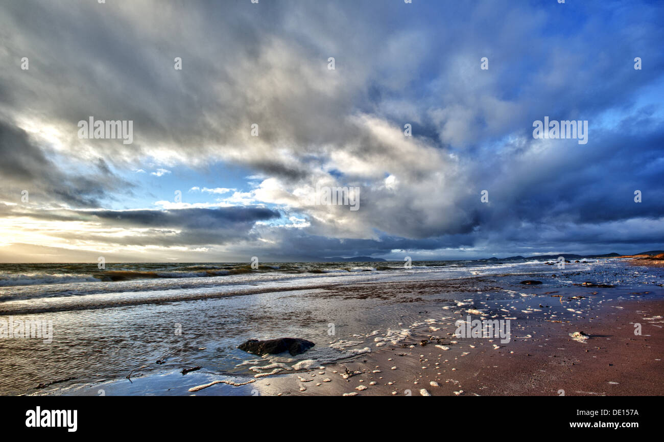 Looking to the isle of Arran from the north Ayrshire coast, Scotland, UK Stock Photo