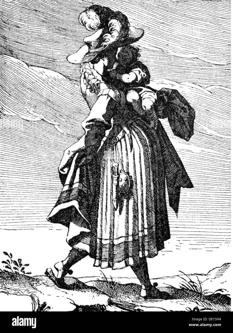 fashion, 18th century, wife of a soldier, copper engraving, circa 1730, Artist's Copyright has not to be cleared Stock Photo