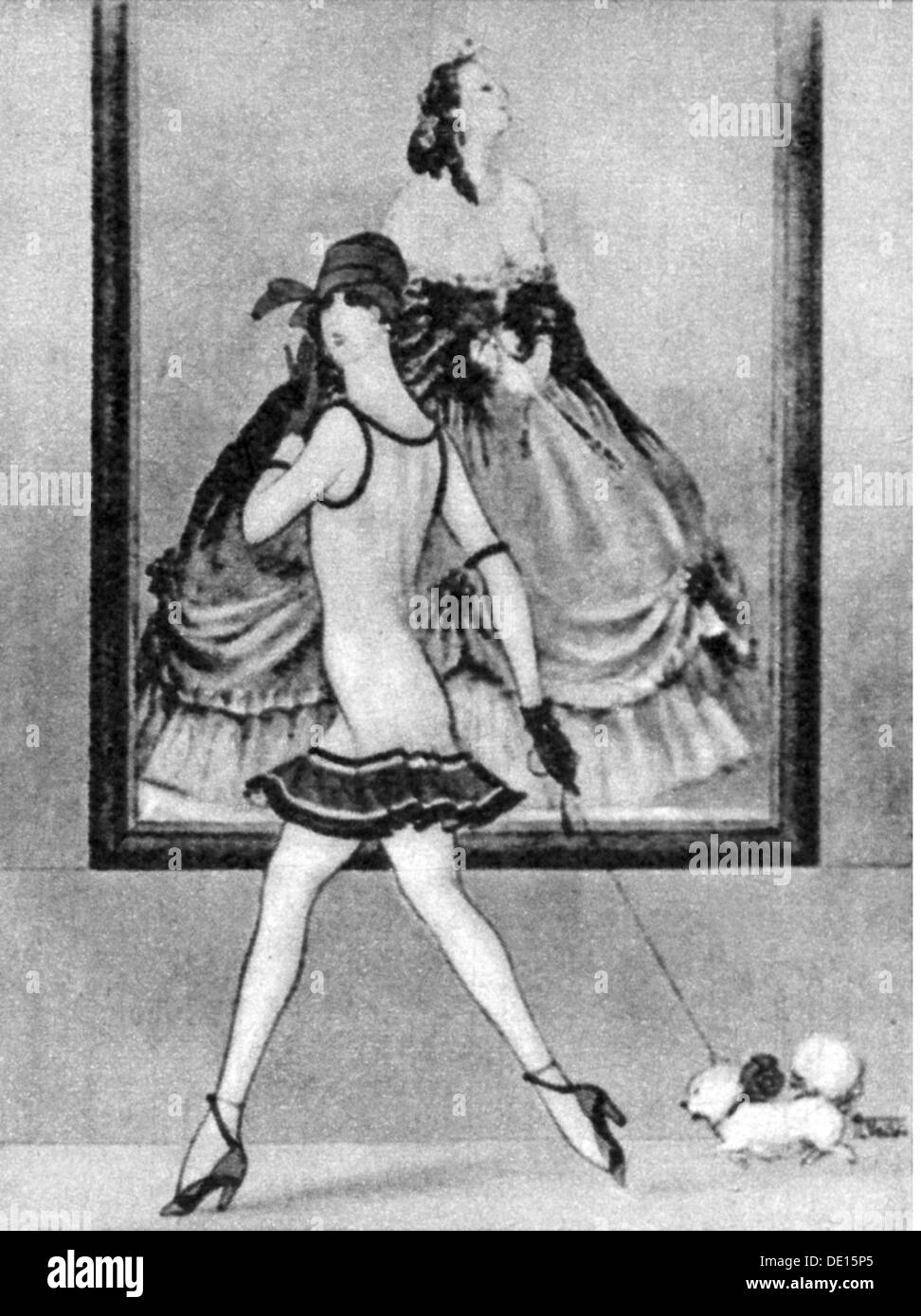 fashion, 1920s, 'Pfui, wie frei!' (Bah, How Explicit!), drawing, Berlin, 1926, Additional-Rights-Clearences-Not Available Stock Photo