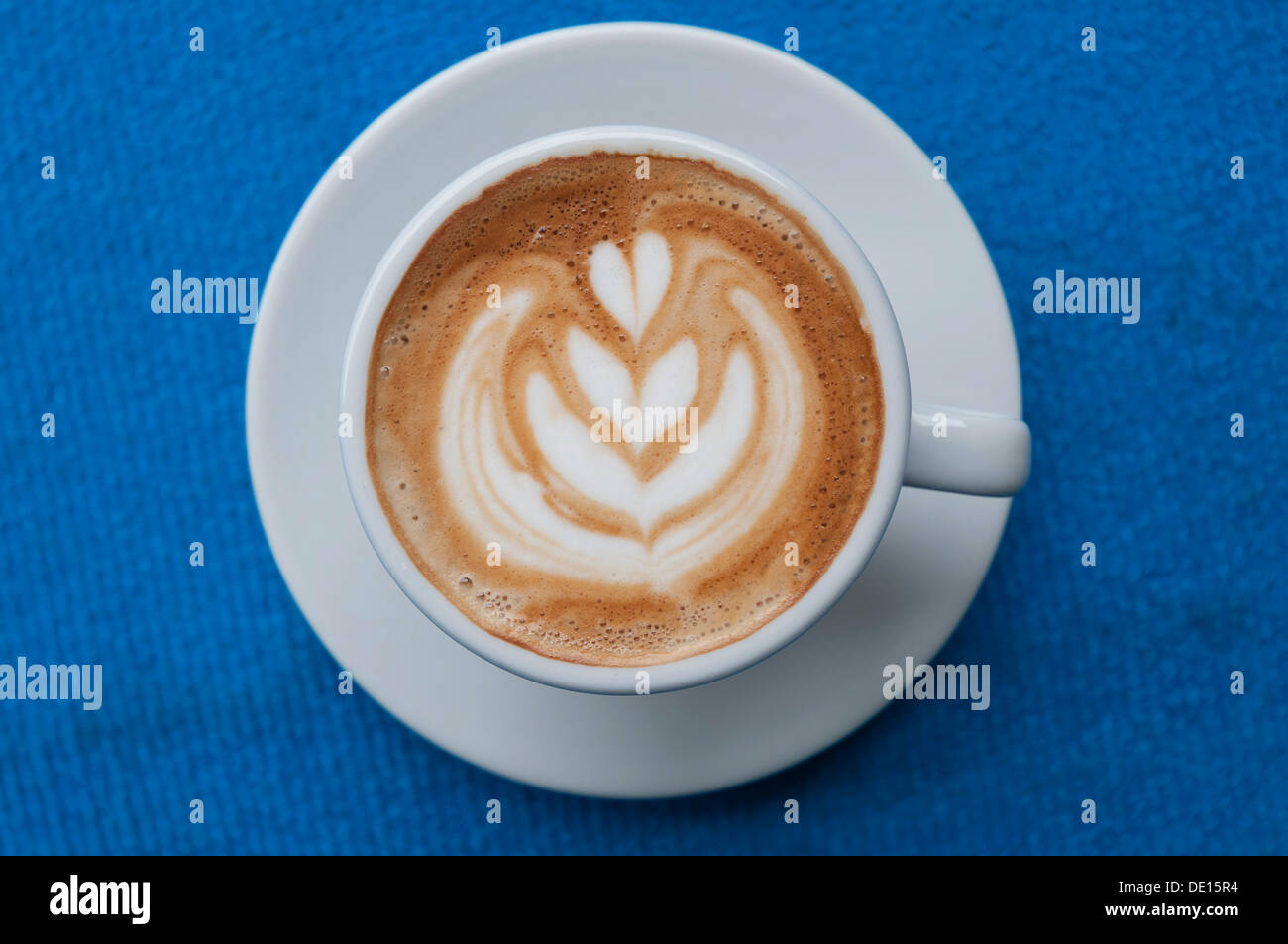 Latte art, latte, a rosetta in the milk froth Stock Photo