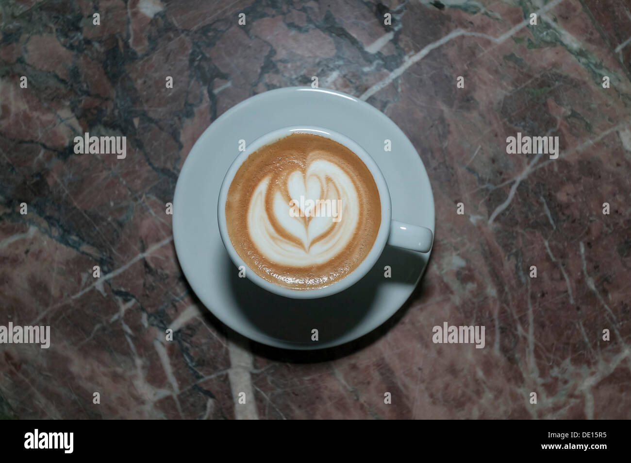 Latte art, latte, a rosetta in the milk froth Stock Photo