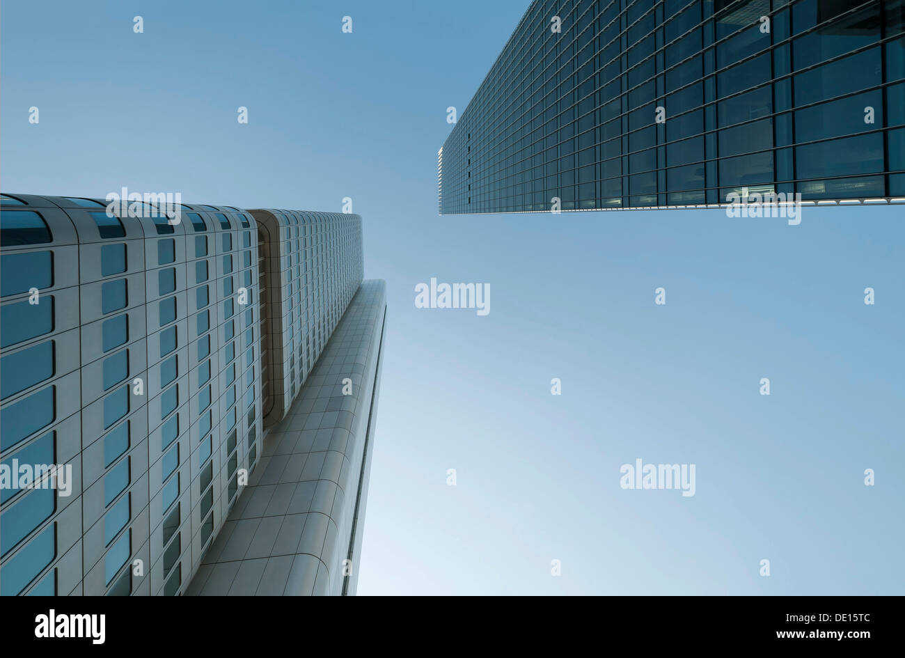 Silberturm or Silver Tower and another skyscraper, Bankenviertel, Frankfurt am Main, Hesse, Germany Stock Photo