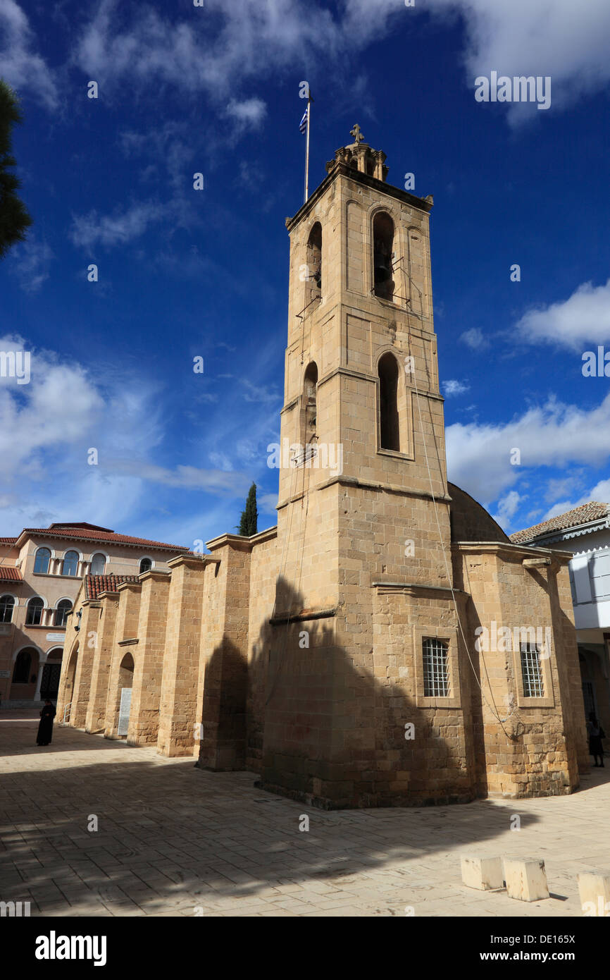 Cyprus, Nicosia, Lefkosia, the tower of St. John's Cathedral, St. John's  Cathedral and statue at Kyprianou Square Stock Photo - Alamy