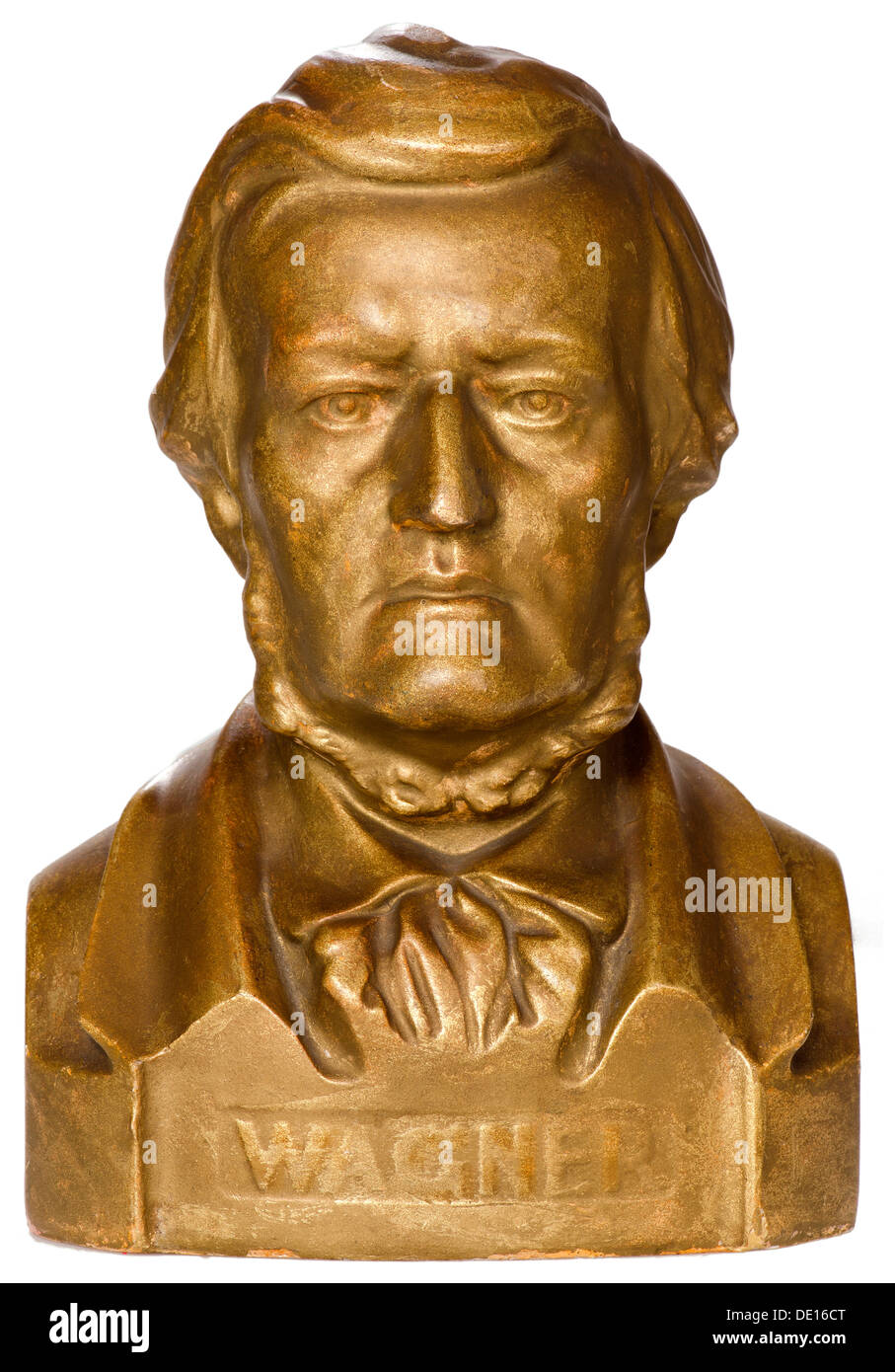 Wagner, Richard, 22.5.1813 - 13.2.1883, German musician (composer), portrait, plaster bust, painted with bronze colour, handwritten dated on the bottom, Germany, 1927, Stock Photo