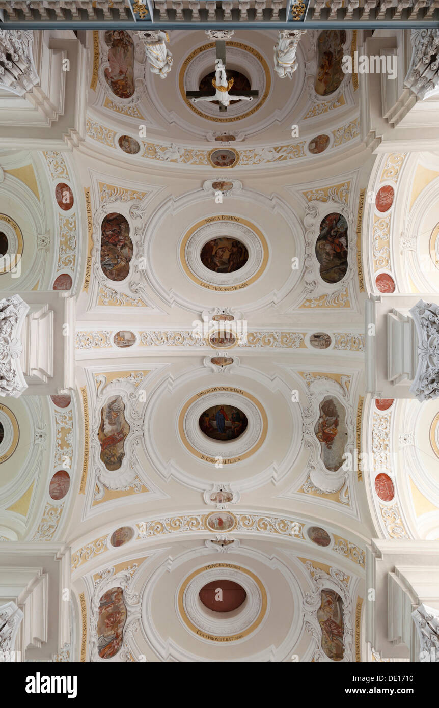 Former Cistercian monastery of Schoental Abbey, ceiling of the nave of the Baroque abbey church Stock Photo