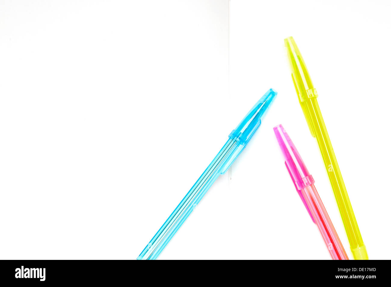 blue red and yellow pen Stock Photo