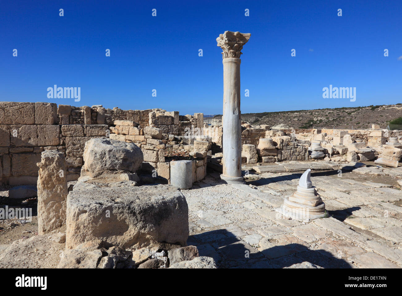 Cyprus, Kourion, Assyrian Ku-ri-i, ancient Greek, Latin, curium, historical, ancient archaeological site, ruins Stock Photo