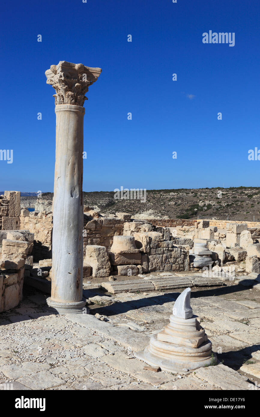 Cyprus, Kourion, Assyrian Ku-ri-i, ancient Greek, Latin, curium, historical, ancient archaeological site, ruins Stock Photo