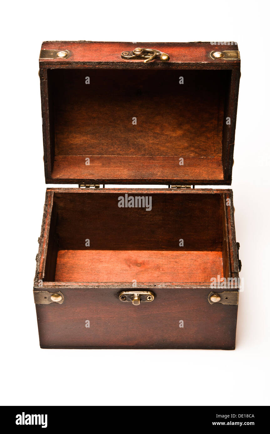 open wooden treasure box Stock Photo