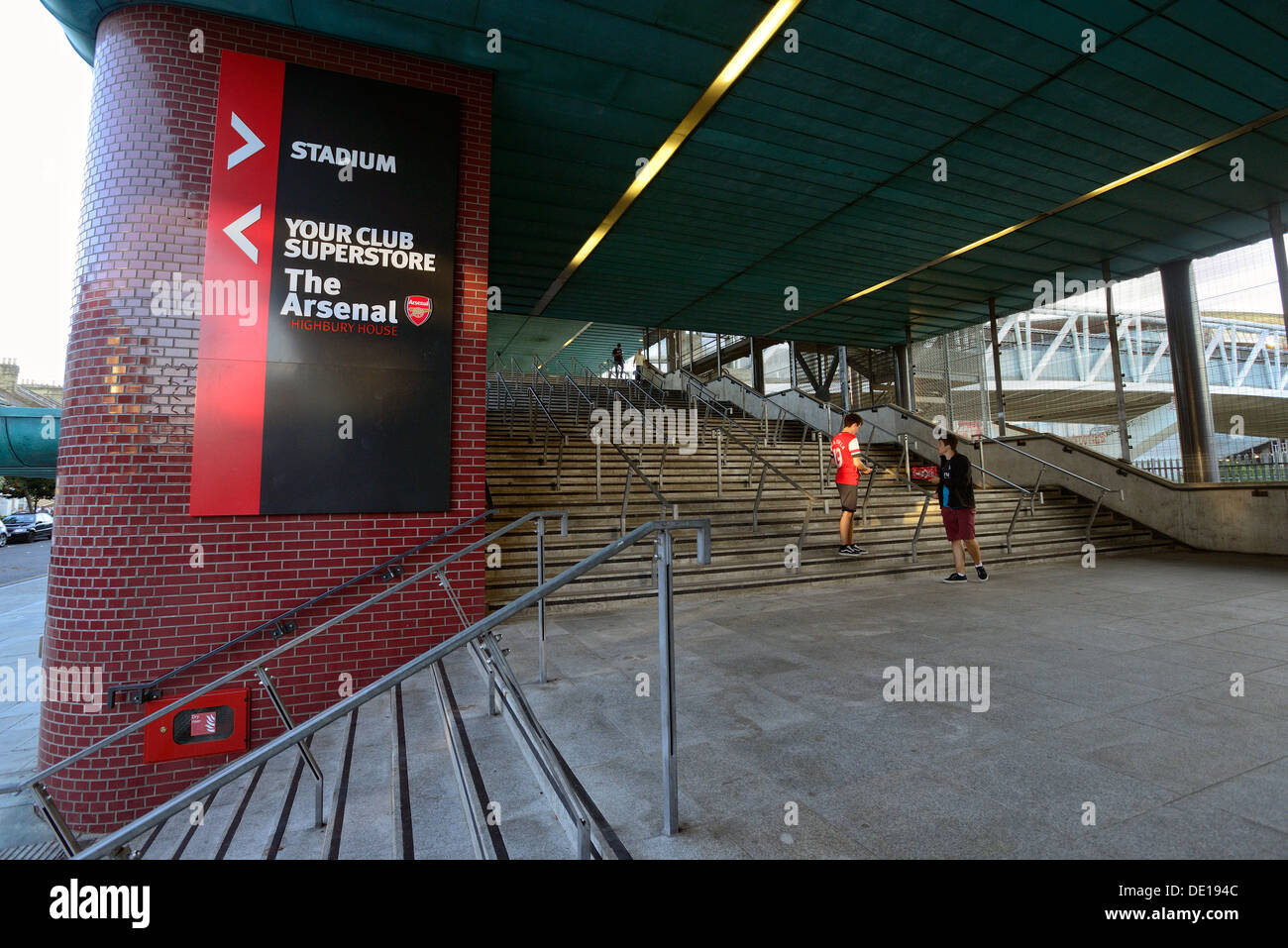 Stairs leading to the Arsenal FC Emirates football stadium Stock Photo