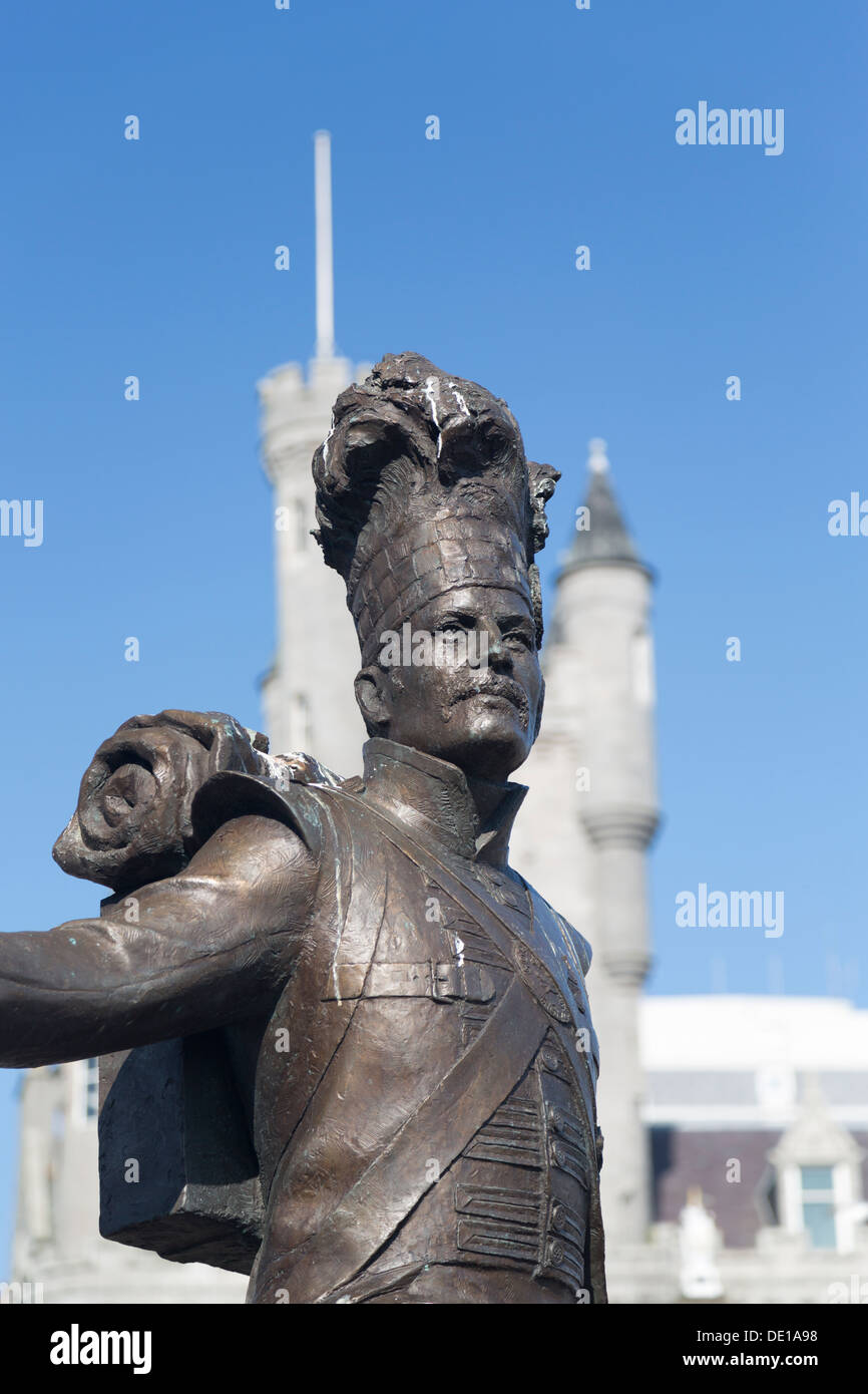 UK, Scotland, Aberdeen, the Gordon Highlander statue by Mark Richards, Castle Square. Stock Photo