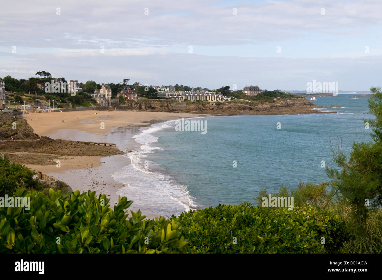 Beach View from Pt Moulinet, Dinard, Brittany, France Stock Photo