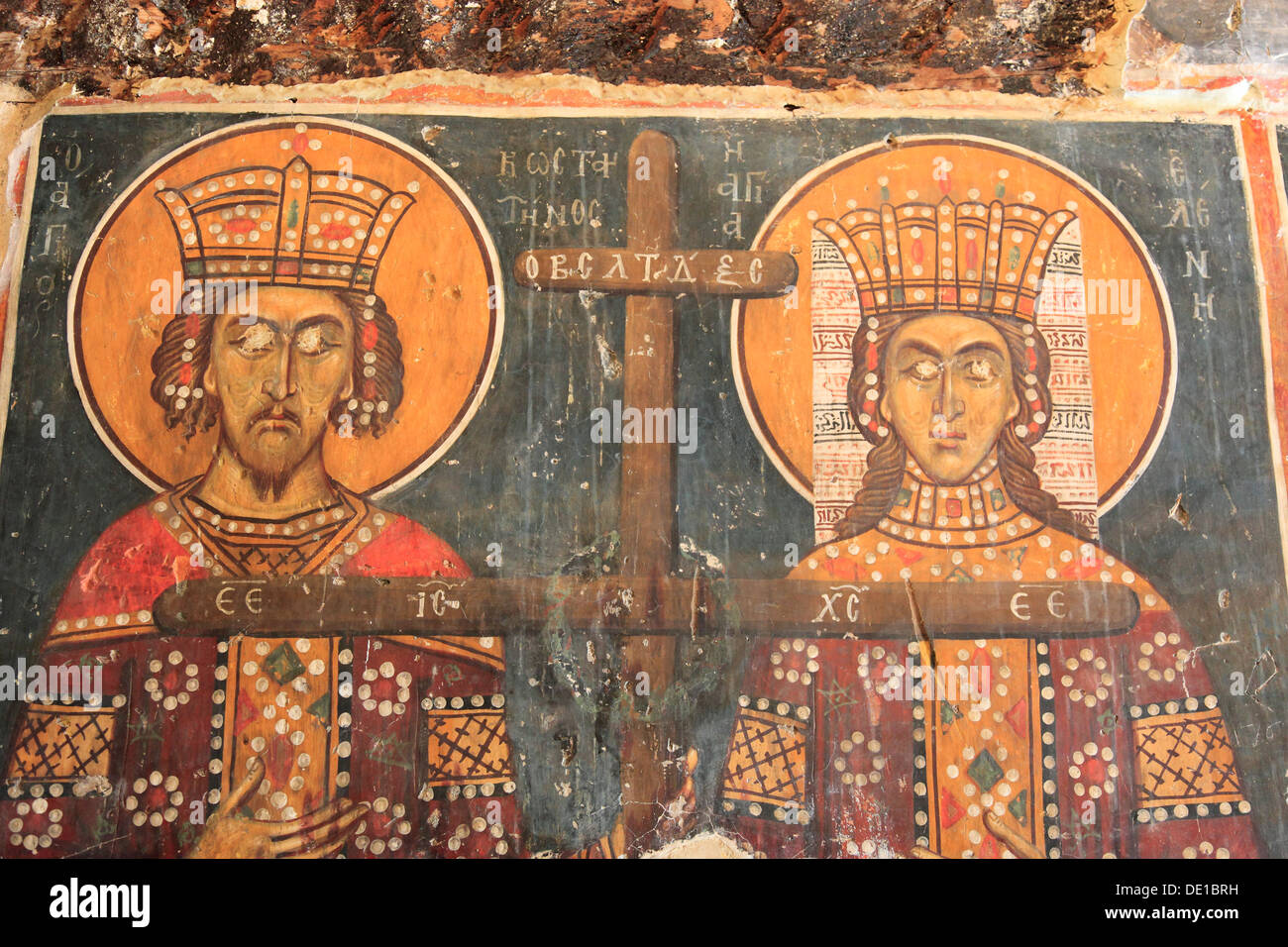 Cyprus, barn roof churches in the Troodos Mountains in Cyprus, Cypriot Orthodox churches, Bergdorf Kalopanagiotis, Church of Sts Stock Photo