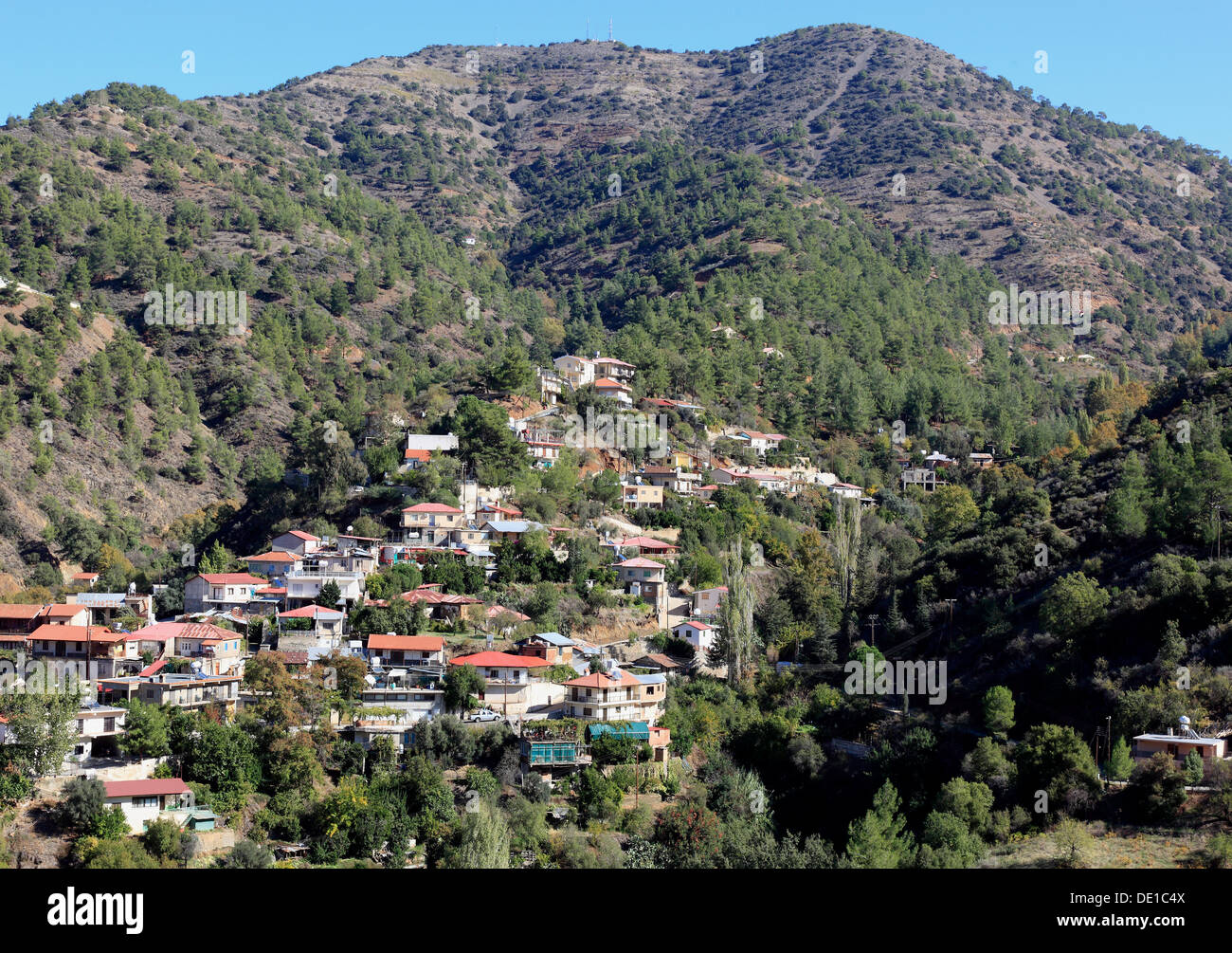 Cyprus, Troodos Mountains in Cyprus mountain village Kalopanagiotis Stock Photo