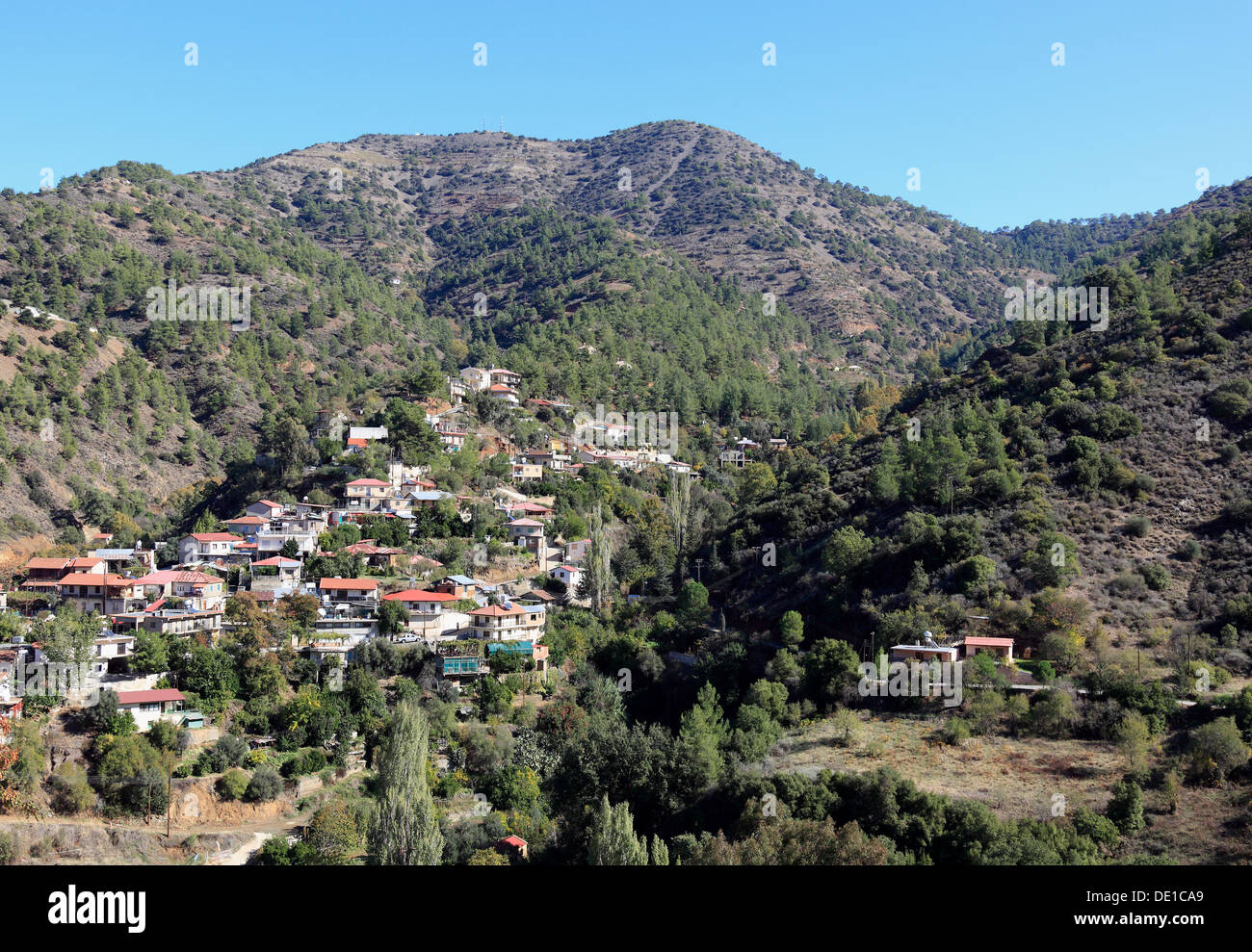 Cyprus, Troodos Mountains in Cyprus mountain village Kalopanagiotis Stock Photo