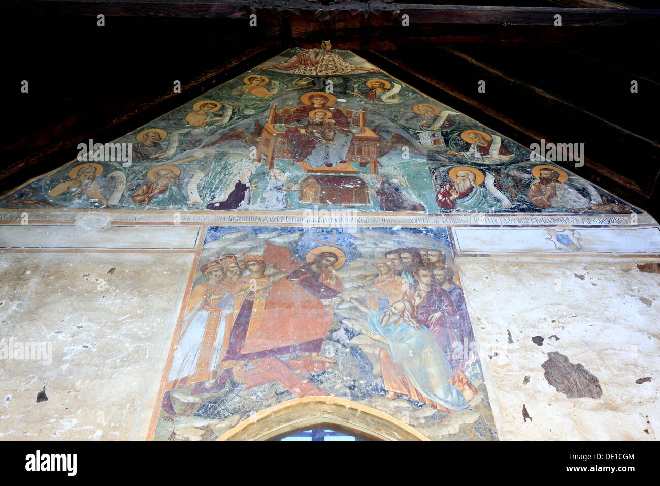 Cyprus, barn roof churches in the Troodos Mountains in Cyprus, Cypriot Orthodox churches, place Galata, Church of Panagia Podyth Stock Photo