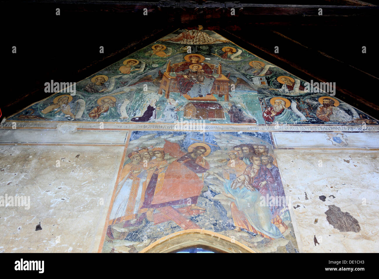 Cyprus, barn roof churches in the Troodos Mountains in Cyprus, Cypriot Orthodox churches, place Galata, Church of Panagia Podyth Stock Photo