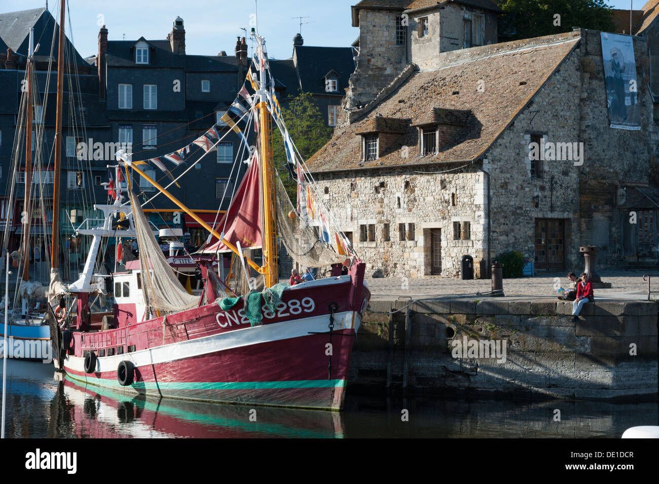 The harbour and port at Honfleur Normandy France with fishing boats
