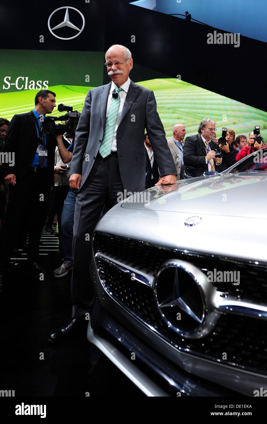 Frankfurt, Germany. 10th Sep, 2013. Chairman of Daimler AG, Dieter Zetsche, stands next to a Concept S-Class Coupe at the exhibition booth of Mercedes-Benz during the press day of the Frankfurt Motor Show (IAA) in Frankfurt, Germany, 10 September 2013. One of the most important car exhibitions in the world, Frankfurt Motor Show will be opened officially 12 September by German Chancellor Angela Merkel, running until 22 September 2013. Photo: DANIEL REINHARDT/dpa/Alamy Live News Stock Photo