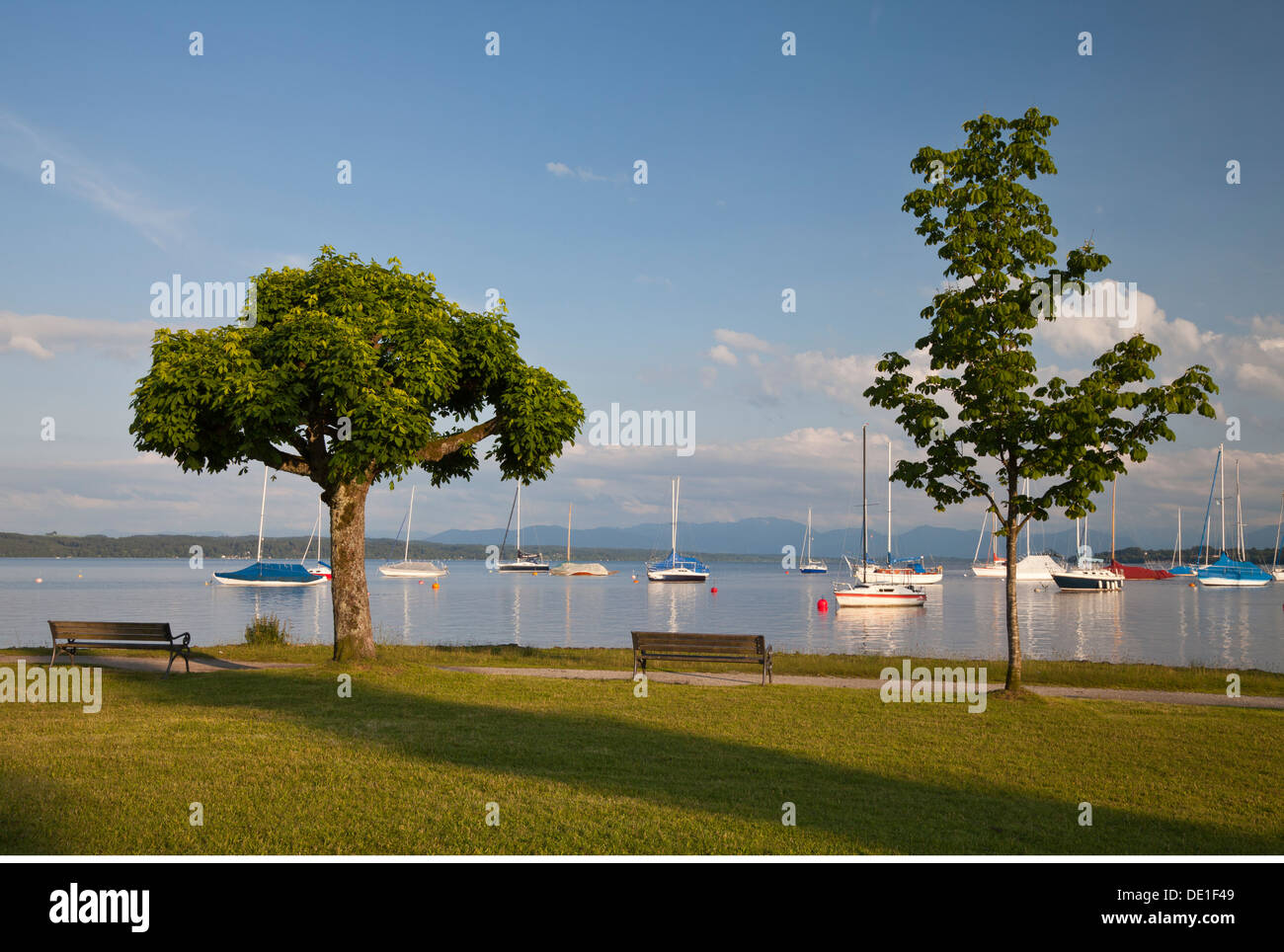 geography / travel, Germany, Bavaria, Lake Starnberg, Tutzing, lakefront, Additional-Rights-Clearance-Info-Not-Available Stock Photo