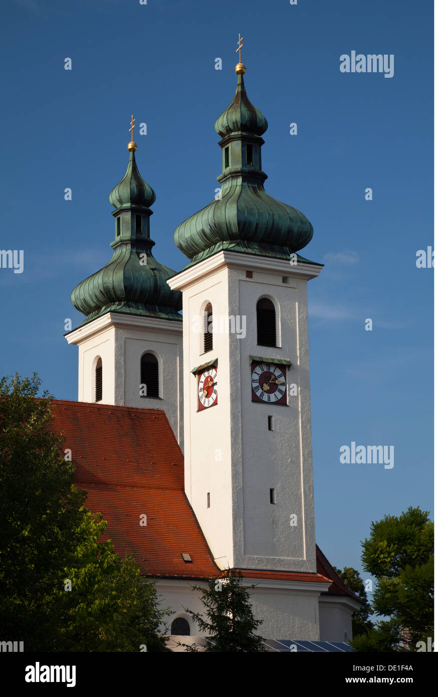 geography / travel, Germany, Bavaria, Lake Starnberg, Tutzing, parish church St. Joseph, Additional-Rights-Clearance-Info-Not-Available Stock Photo