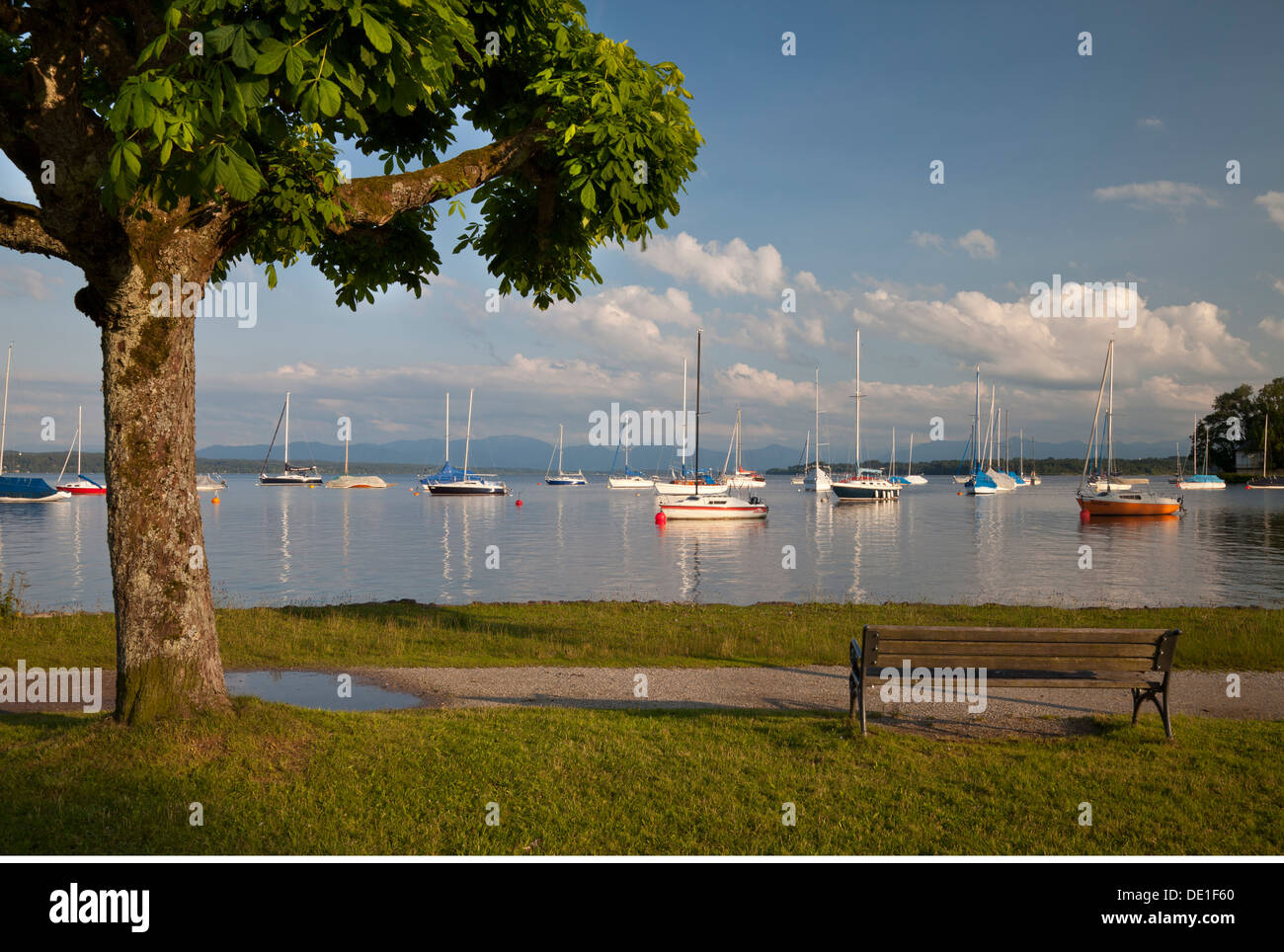geography / travel, Germany, Bavaria, Lake Starnberg, Tutzing, lakefront, Additional-Rights-Clearance-Info-Not-Available Stock Photo
