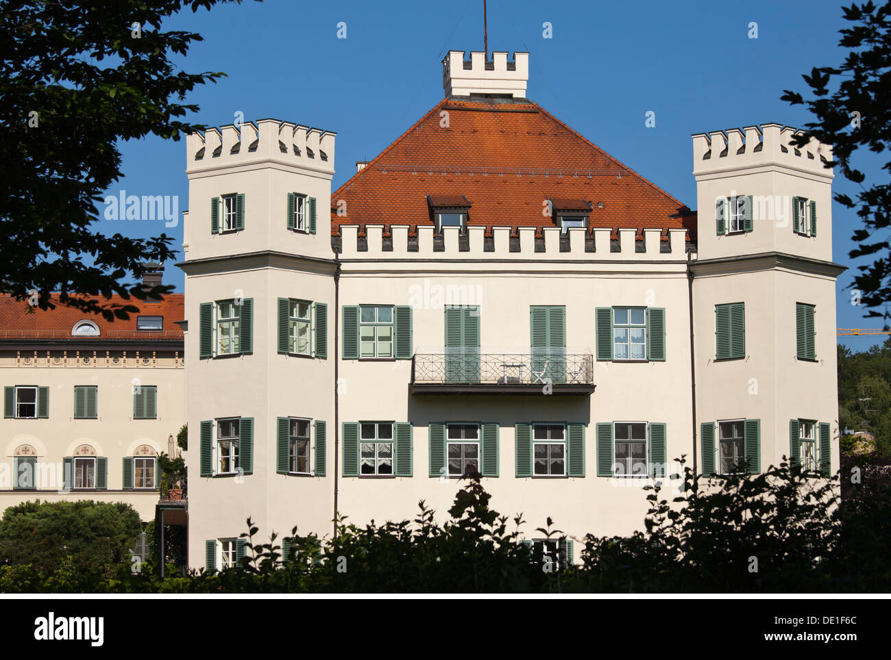 geography / travel, Germany, Bavaria, Lake Starnberg, Poecking, Possenhofen, castle, Additional-Rights-Clearance-Info-Not-Available Stock Photo