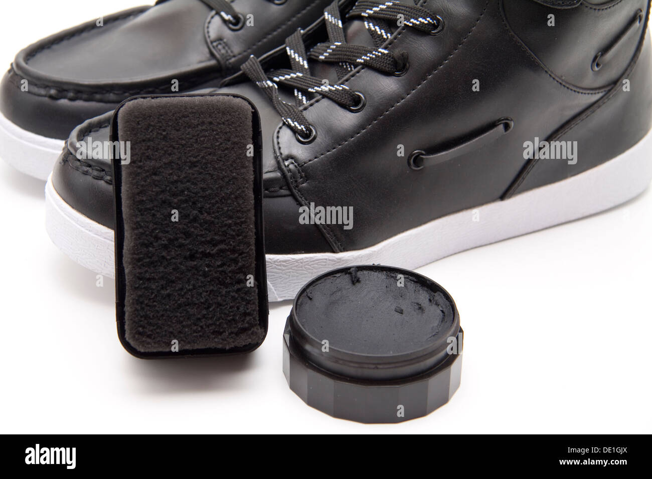Men shoes with shoe cream Stock Photo Alamy