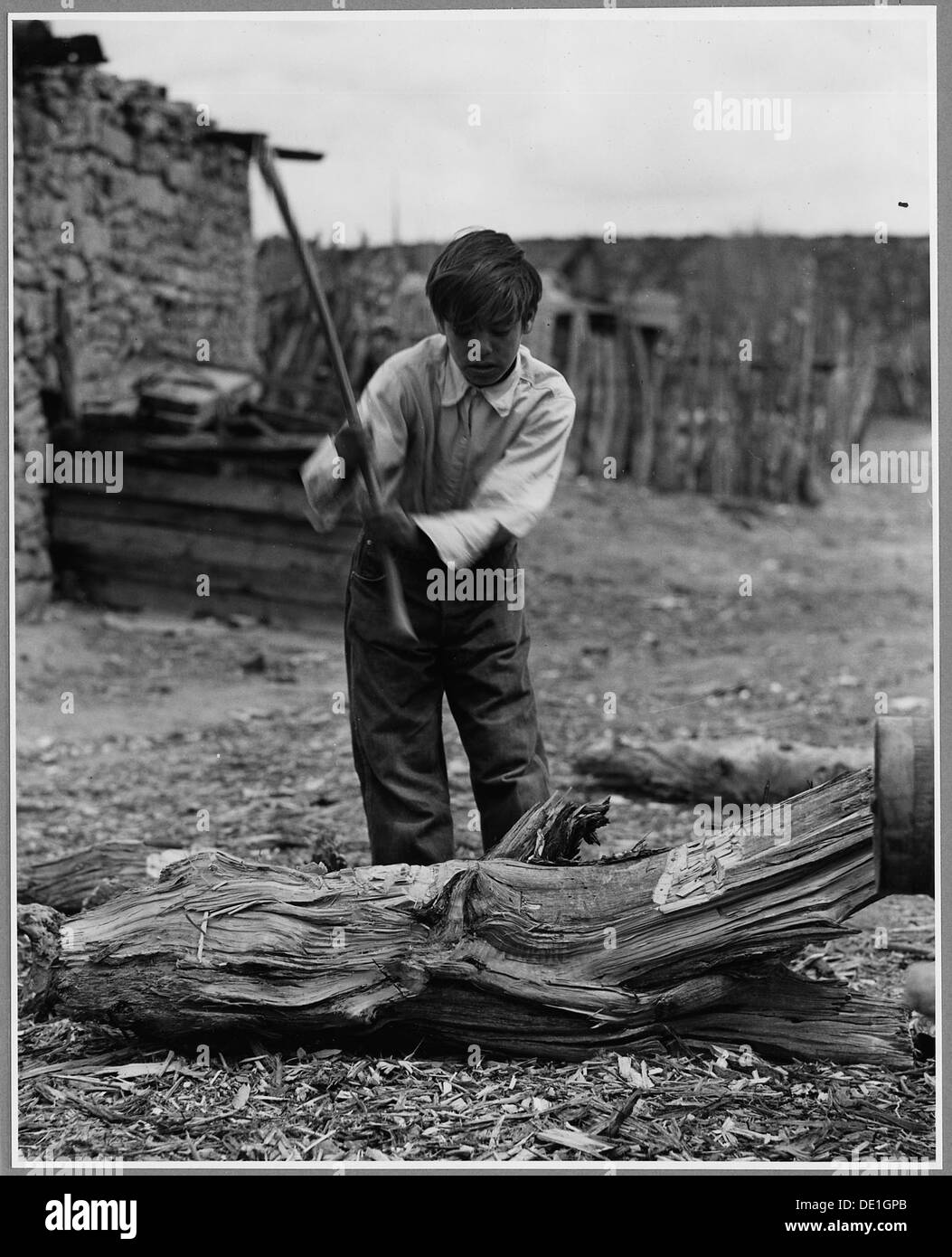 El Cerrito, San Miguel County, New Mexico. Firewood is used in considerable quantities all through . . . 521191 Stock Photo
