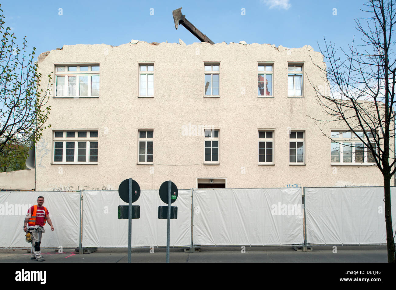 Berlin, Germany, demolition of a residential building for new condos