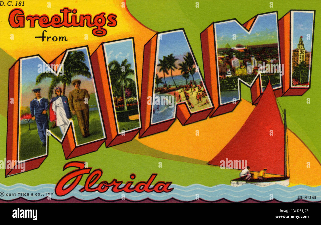 Greetings from Miami Florida, Gateway to the Americas Vintage Postcard