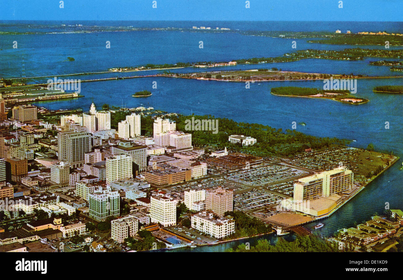 Miami skyline, Florida, USA, 1958. Artist: Unknown Stock Photo
