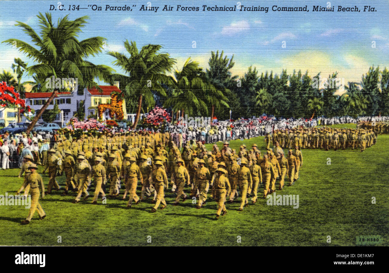 'On Parade, Army Air Forces Technical Training Command, Miami Beach, Florida', USA, 1942. Artist: Unknown Stock Photo
