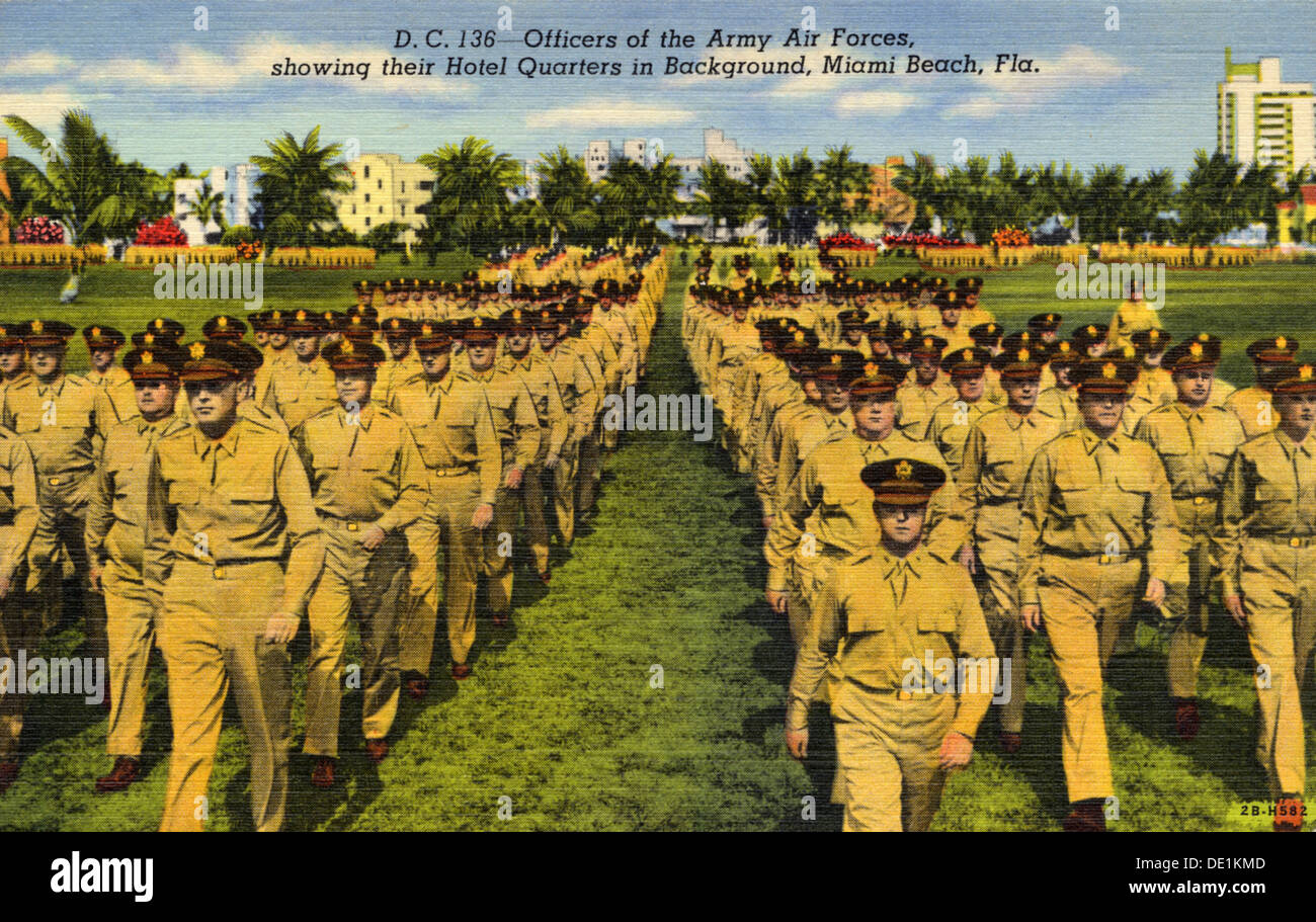 Officers of the Army Air Forces, Miami Beach, Florida, USA, 1942. Artist: Unknown Stock Photo