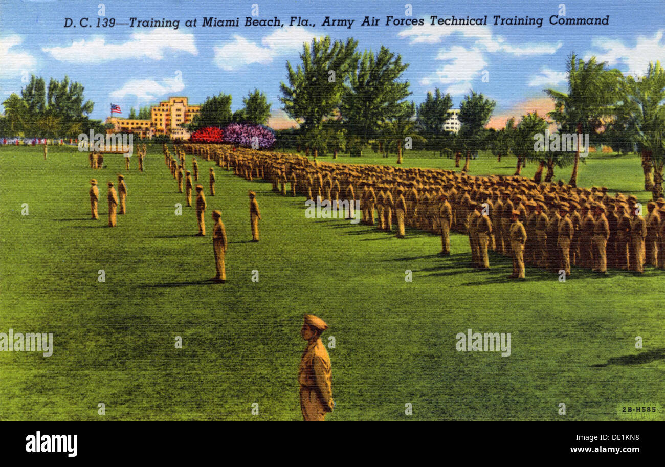 Training at Miami Beach, Florida, Army Air Forces Training Technical Command, USA, 1942. Artist: Unknown Stock Photo