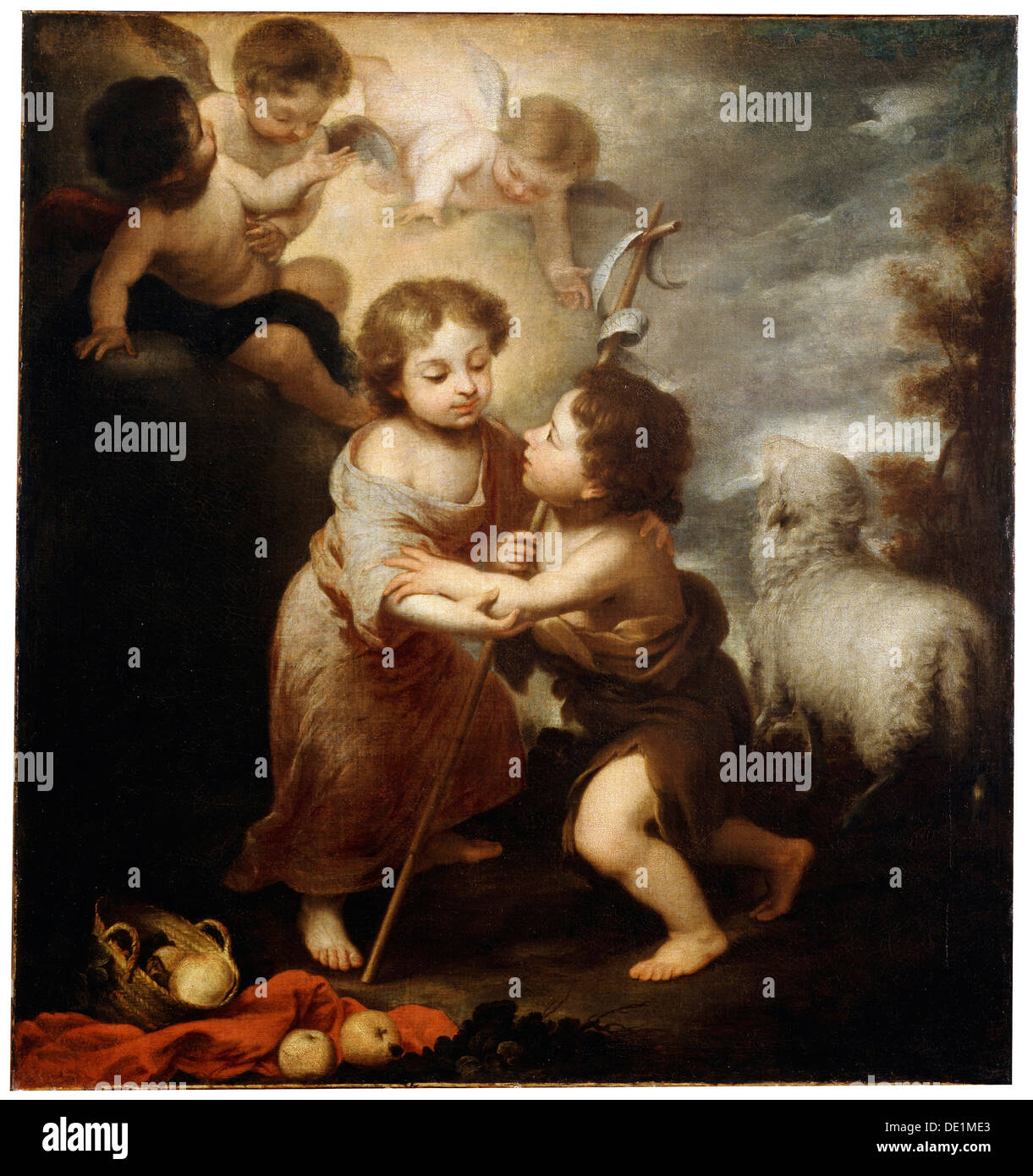 'Christ and John the Baptist as Children', between 1655 and 1660.  Artist: Bartolomé Esteban Murillo Stock Photo