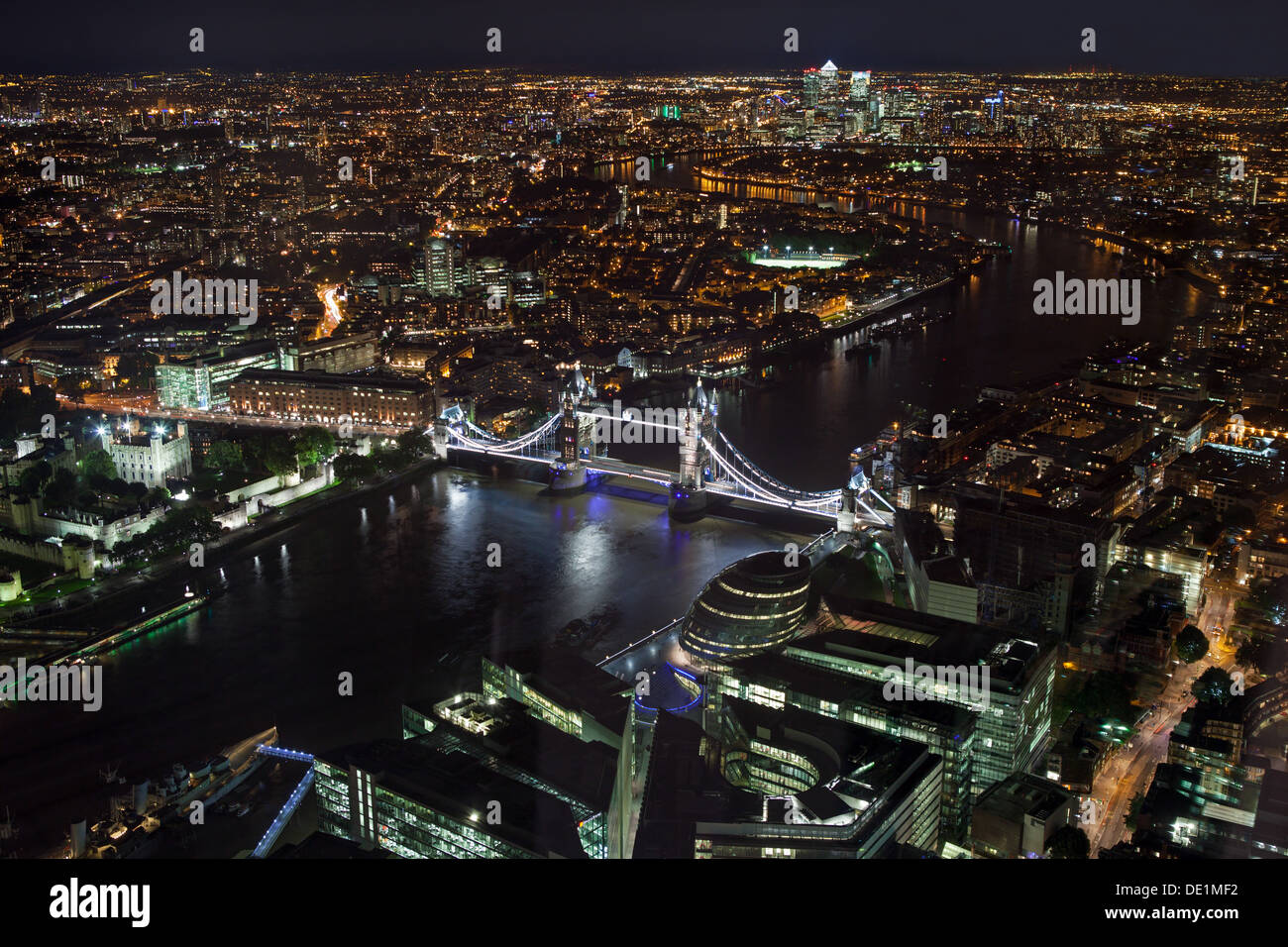 Elevated view of London at night Stock Photo