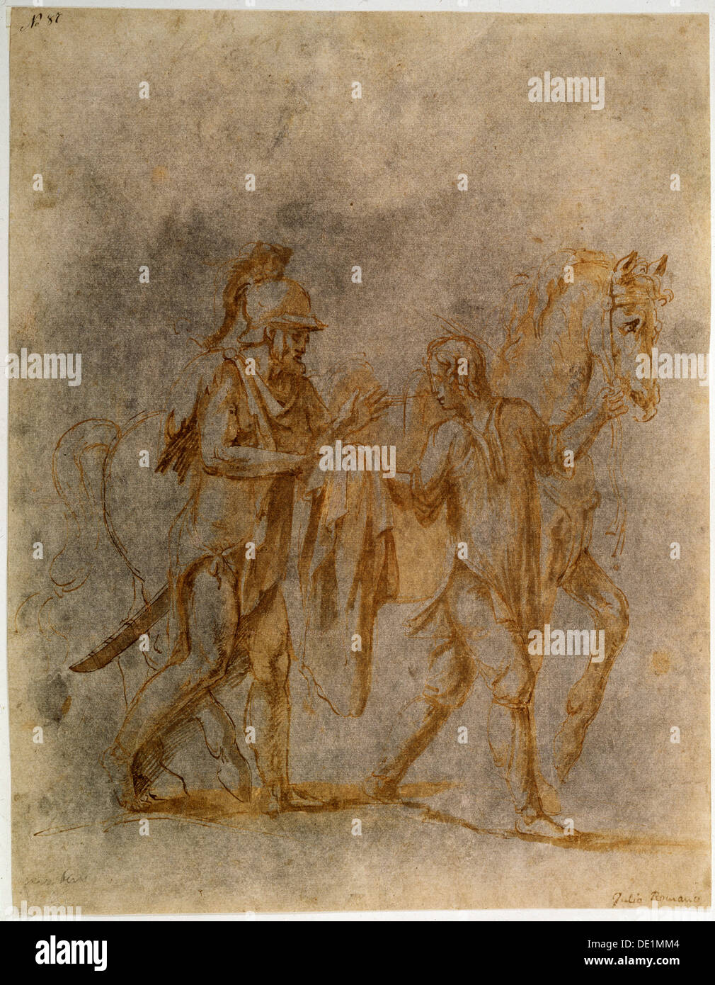 'Saint Martin and a Beggar', early 16th century. Artist: Giulio Romano Stock Photo