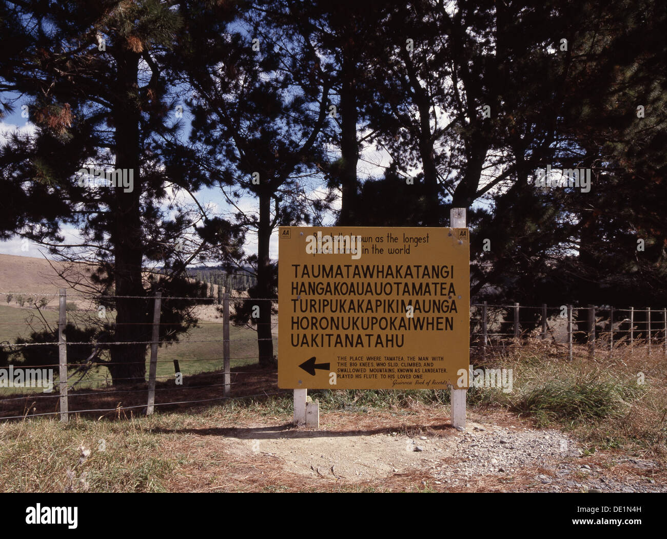 Sign For The Maori Village Said To Have The Longest Name In The Stock Photo Alamy