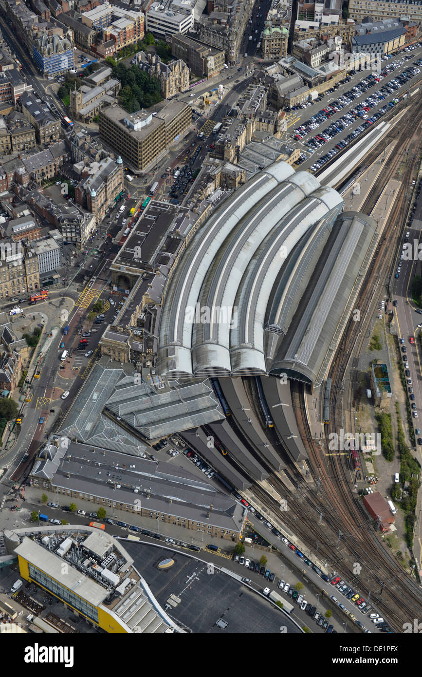 Aerial photograph of Newcastle-upon-Tyne Railway Station Stock Photo